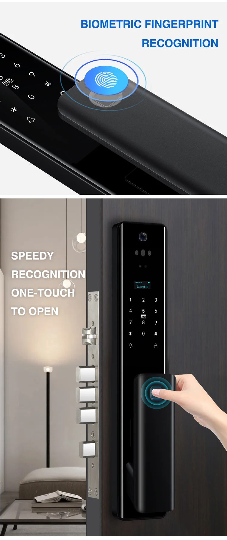 Smart Lock With Camera Fingerprint Wifi App Control 3d Face Recognition