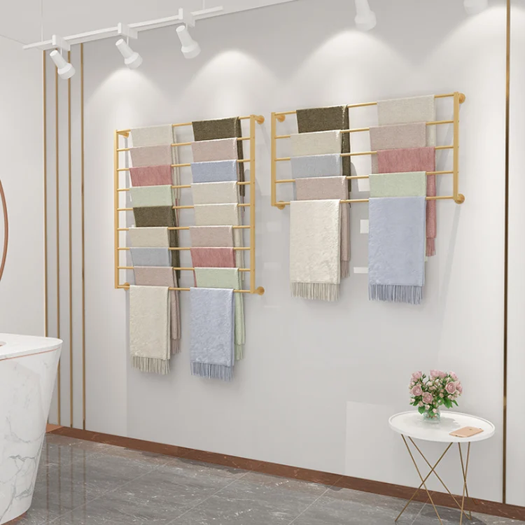 Gold Wall Mounted Retail Store Display Rack for Scarves & Clothes, OEM ...