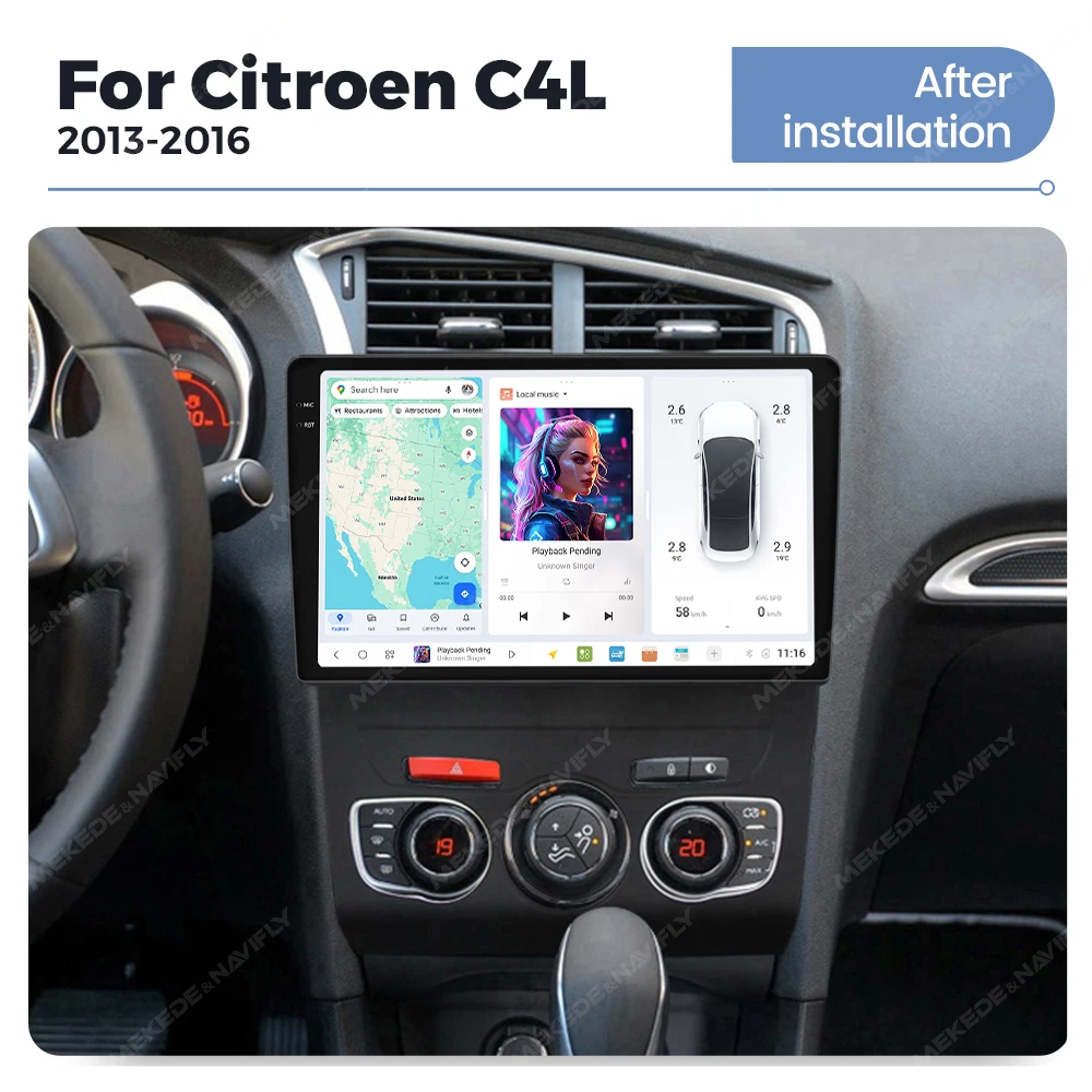 DUDUAUTO Car Radio Multimedia Player Navigation GPS Stereo Autoradio Car-play AUTO Android 13 for Citroen C4 C4L DS4 2013 - 2017