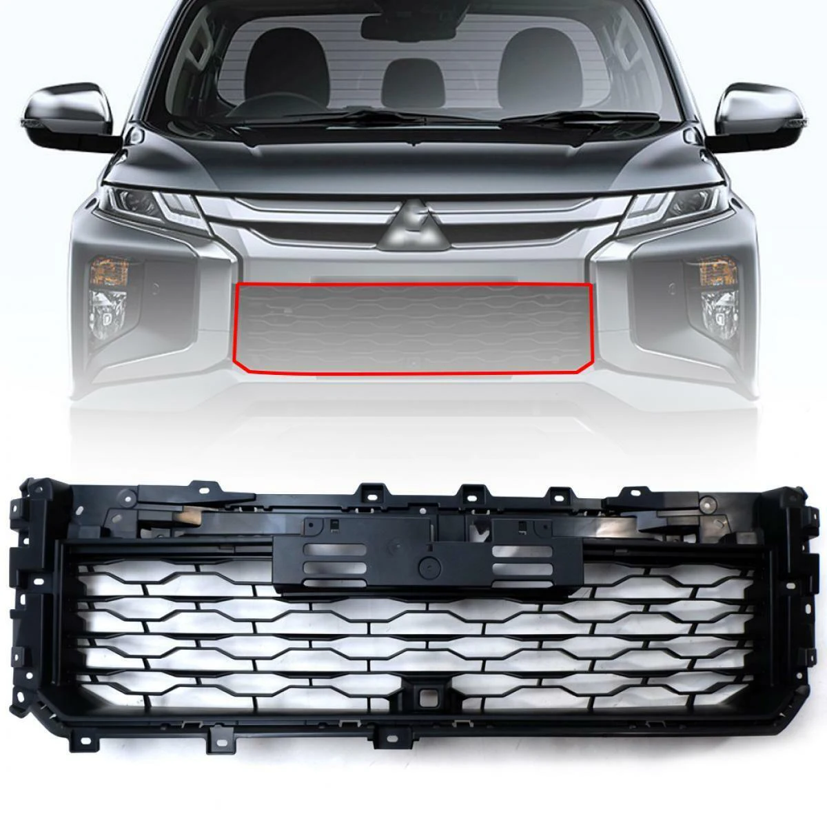 Automotive External Parts Black mesh Front Lower Bumper Grille For accesorios para for  Mitsubishi Triton L200 MR 2019-2020