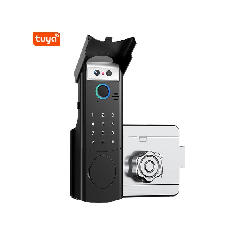 Apartment Tuya WiFi Smart Door Lock Anti Theft Waterproof Gate Double Cylinder Smart Rim Fingerprint Lock