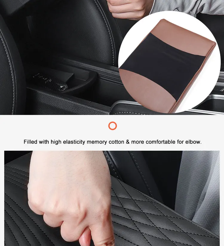 Universal Car Armrest Box Pad Soft Elbow Rest Cushion Cover Anti Scratch Artificial Leather