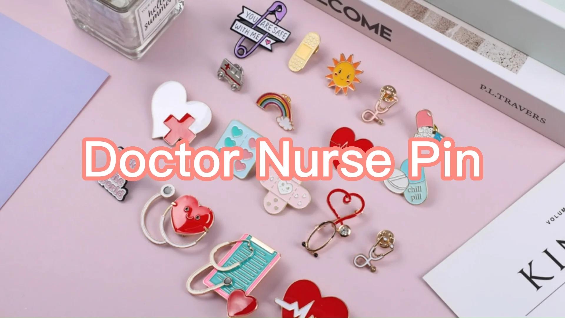 Metal Cartoon Doctor Stethoscope Lapel Badge Nurse Heart Medical Staff