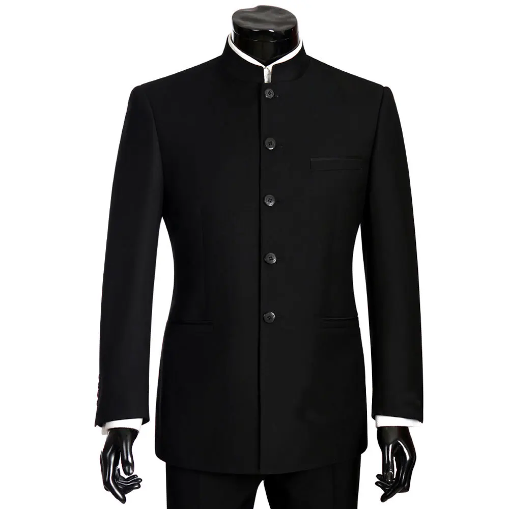 Retro Men Slim Zhongshan Suit Collar Groom's Dress Tang Suit Chinese ...