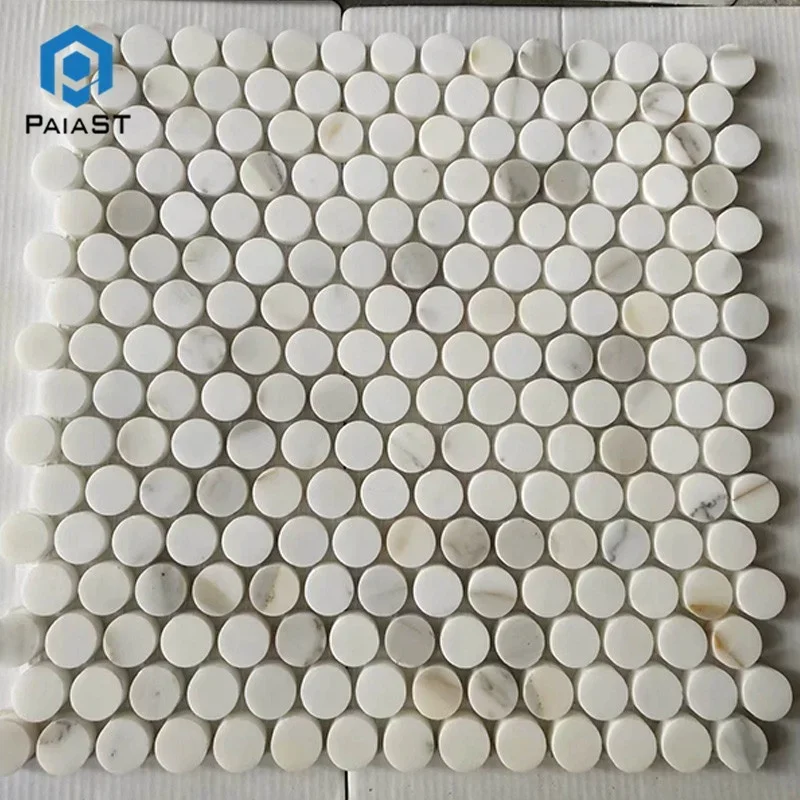 product hot sale black margiua and bianco carrara white marble round shape mosaic tilesmarble tile 1cm thick-4