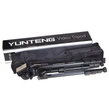 YUNTENG VCT-691 Portable Aluminum Alloy Video Tripod 4-Section Camera Tripod with Fluid Pan & Tilt Head Max Load 3kg product image