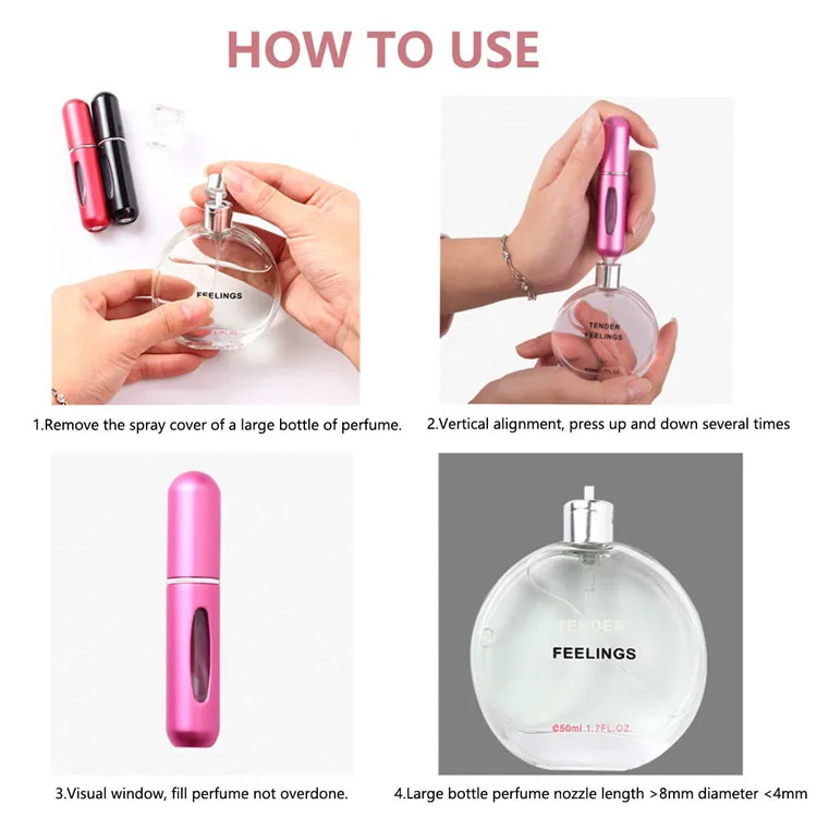 Bottom Filling 8ml 5ml Mini Refillable Perfume Bottles Travel Sized