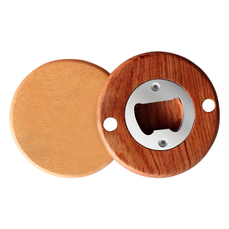 Пользовательский круглый деревянный магнитный штопор из нержавеющей стали для пива