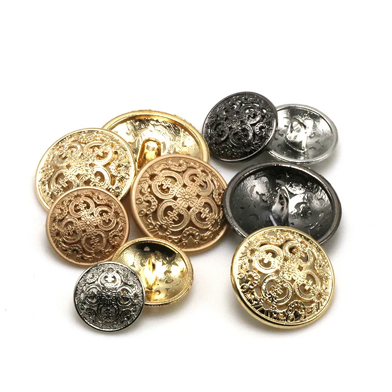 In Stock Wholesale Round Retro Hollow Shank Button Metal Buttons For Clothes