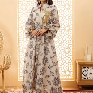 Women's Plus Size Casual Cotton Jalabiya Dress Abaya Dress Long Sleeves Embroidery Breathable Muslim Dress for Spring Season