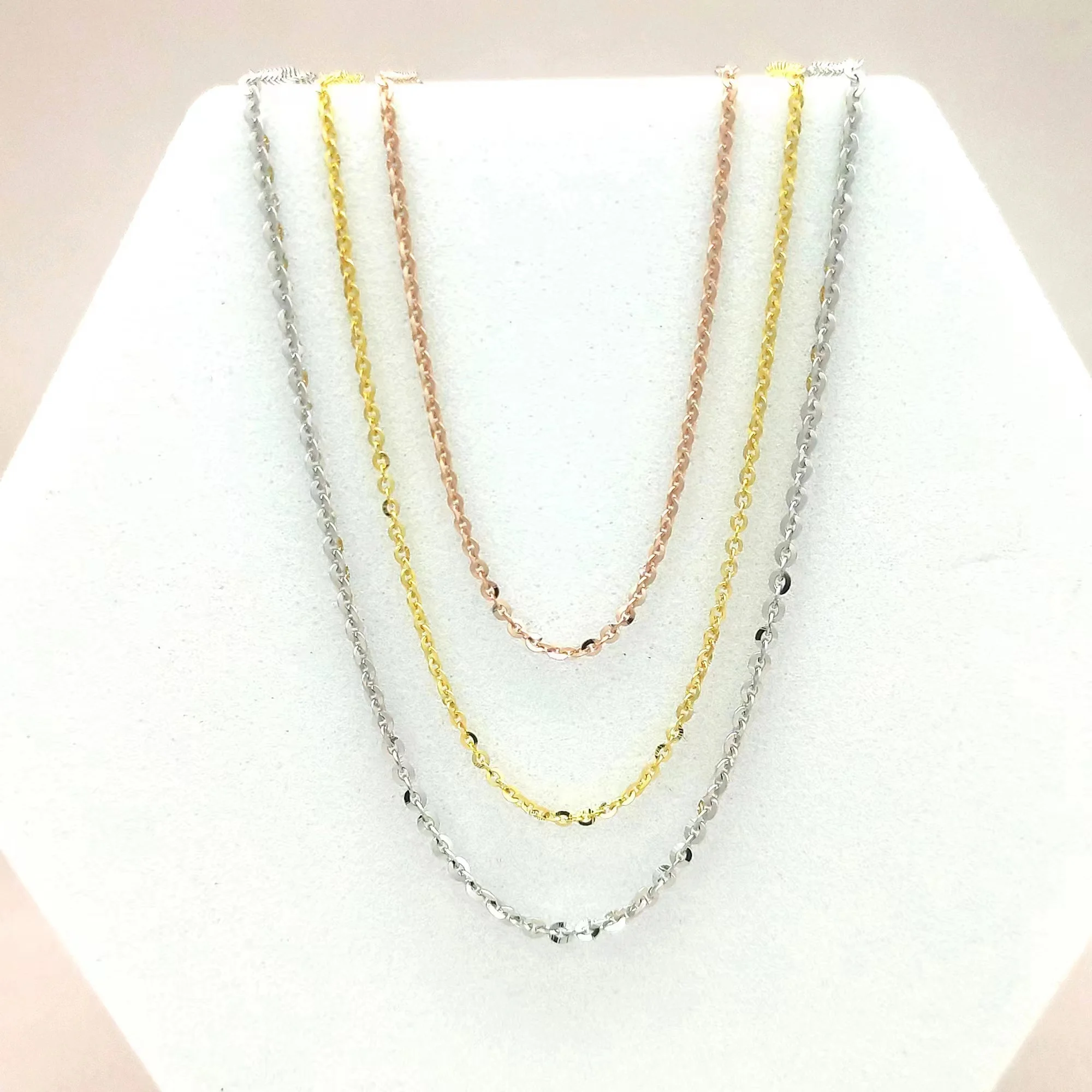 18k Real Gold Cable Chains Necklace Solid Gold Link Chain Necklace