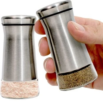 Premium Salt and Pepper Shakers with Adjustable Pour Holes Stainless Steel Salt and Pepper Dispenser Perfect for Spice shaker
