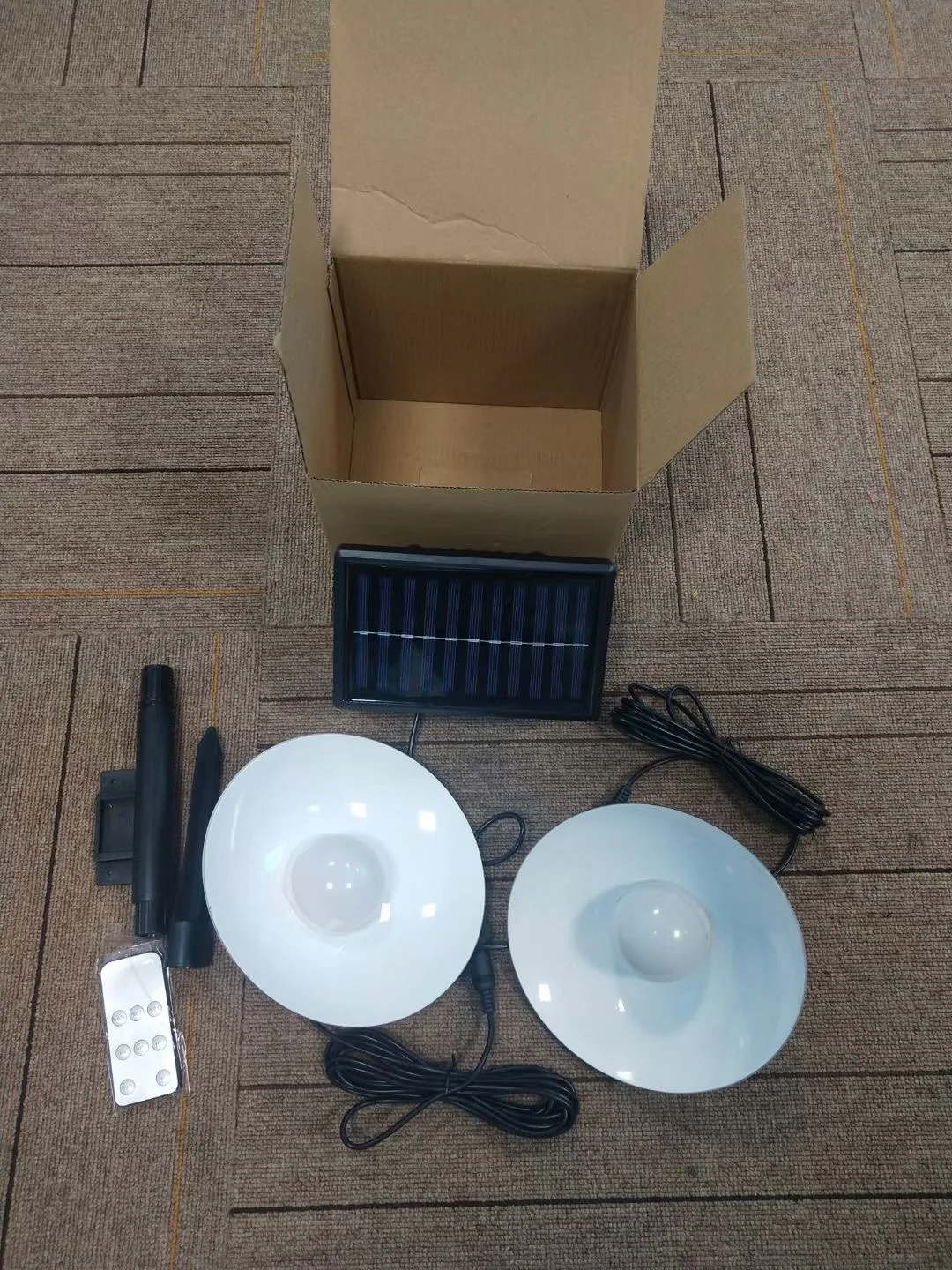 Dual Head Solar Light Outdoor Indoor Remote Control Solar Ceiling Light Pendant Solar Light Garden Sensor Motion Shed Lamp