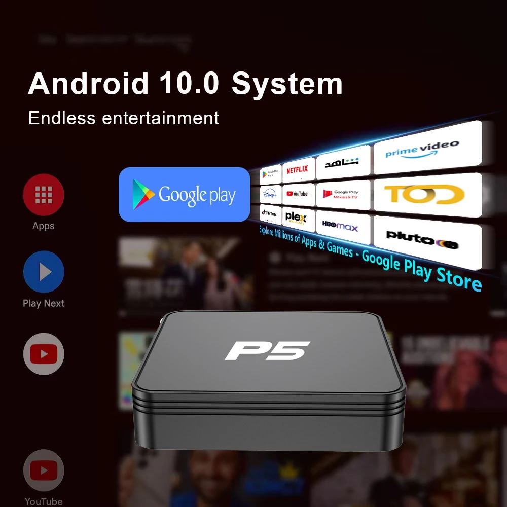 New P5 ATV TV Box 4K Media Player, Android 10, 2GB RAM, 5G Wifi