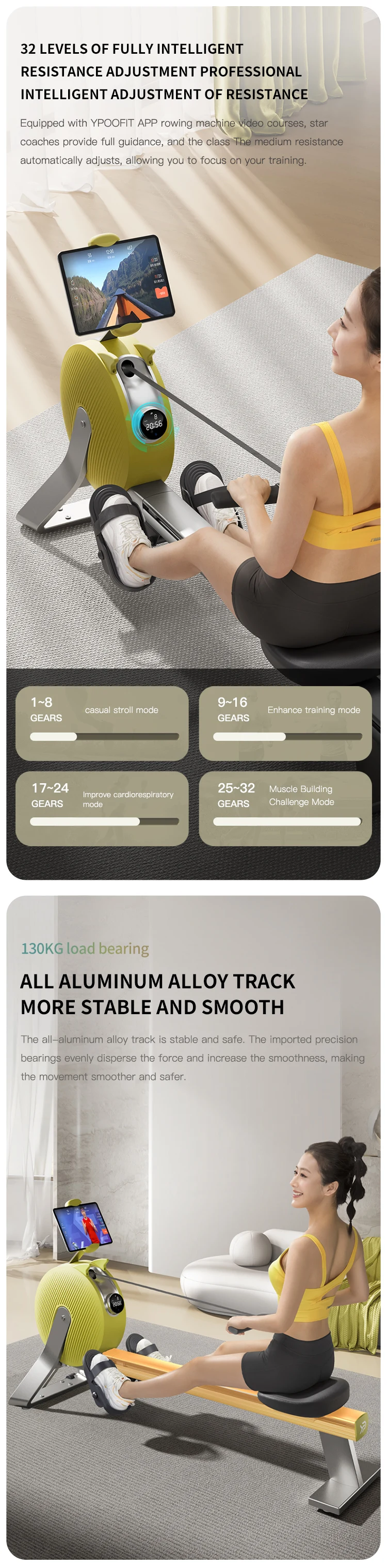 Ypoo 3kg Flywheel Row Selfgenerating Electricity Seated E Air Rowing