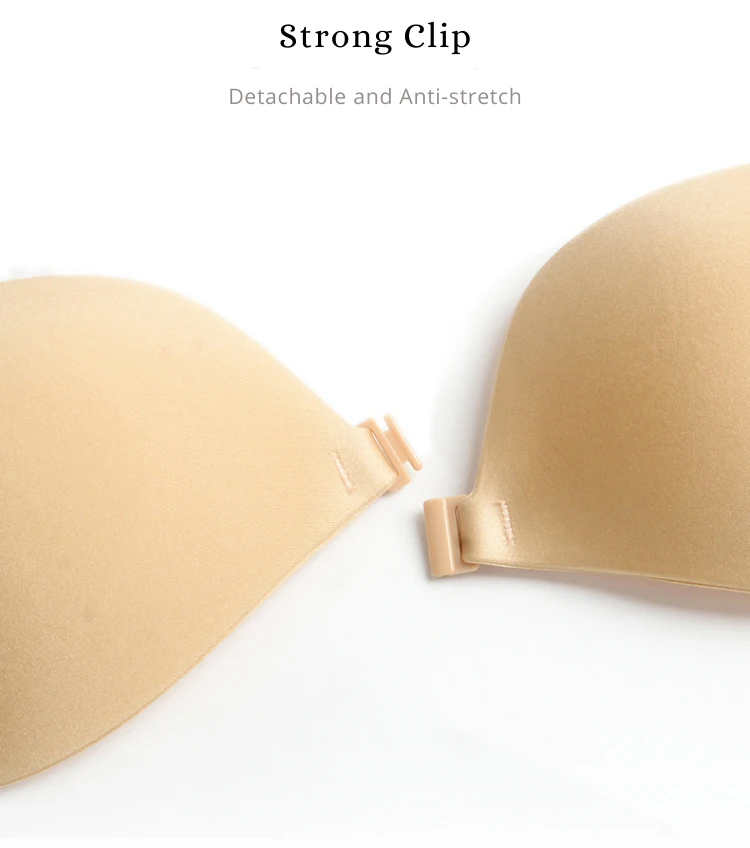 Invisible Push Up Bra Gathered Adhesive Bra Strapless Backless Fabric
