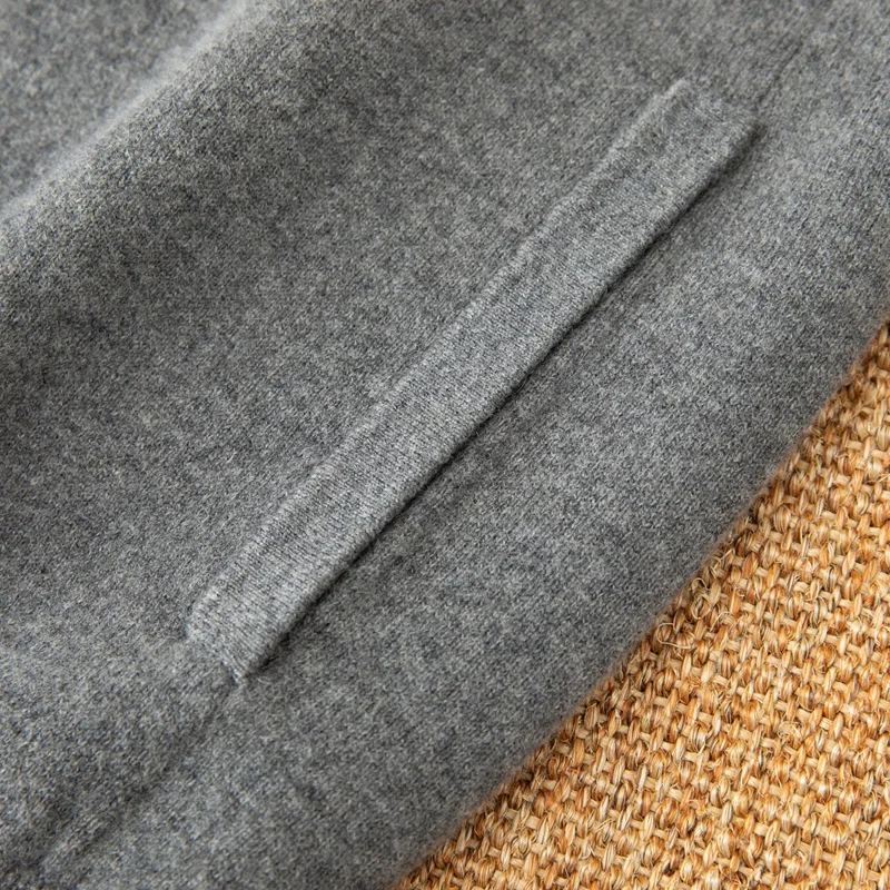 Autumn Winter Men's 100% Cashmere Breathable Padded Cardigan Zipper Knitted Shirt Collar Sweater Jacket