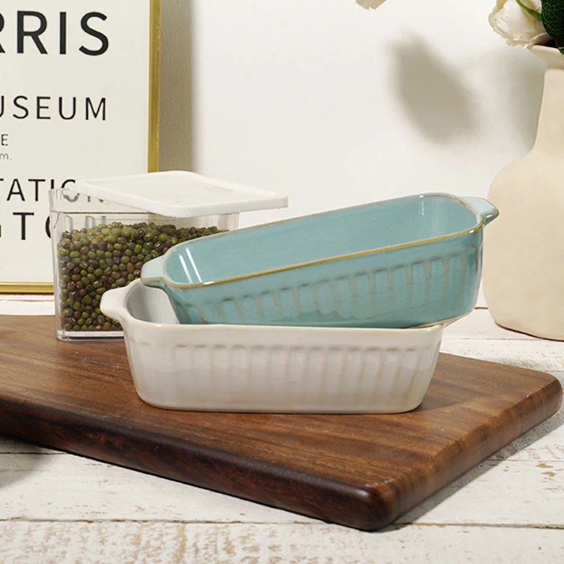 Highest Quality Classic China Ceramic Bakeware Dish or Pan Baking Lasagna Rectangular Ceramic Non Stickbaking Tray