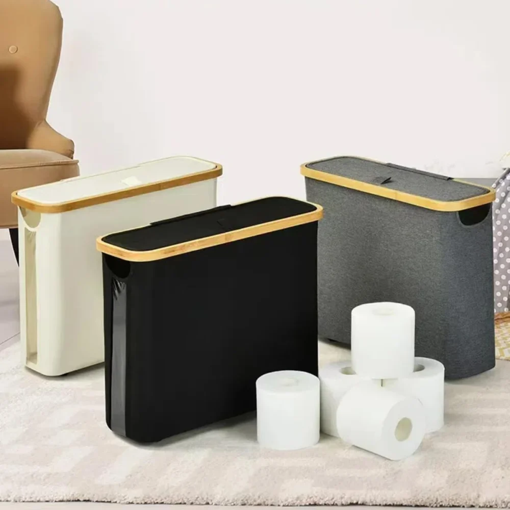 Oversized Toilet Paper Storage with Lid Toilet Paper Roll Storage Basket Fabric Paper Towel Tube Storage Basket