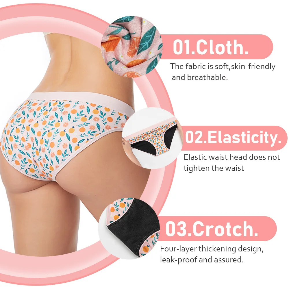 Teen Floral Print Period Brief construction and fit reference