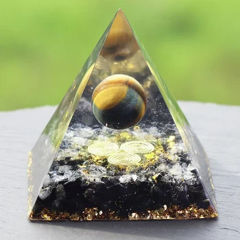 Bulk Wholesale 6cm Natural Black Tourmaline Seven Chakra Crystal Organite Pyramid For Healing
