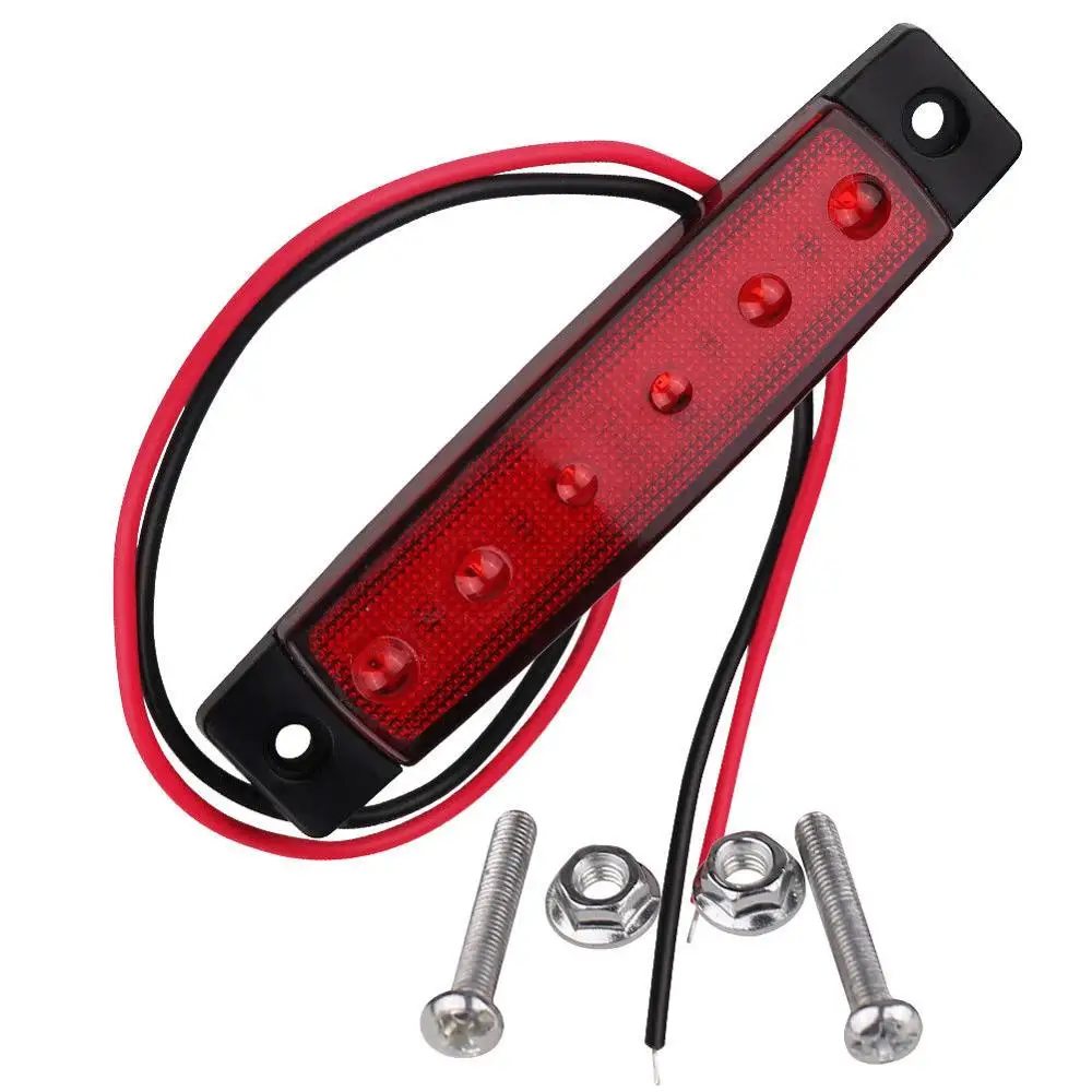 4x White 6-LED Side Marker Lights – 12V/24V, Surface Mount For Truck, Trailer, Lorry – 4XMAR801