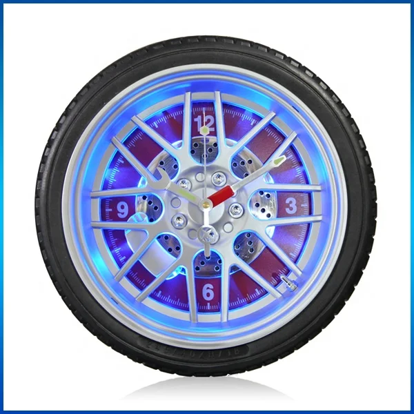 14Inch Battery Operated LED Tire Rim Gear Wall Clock