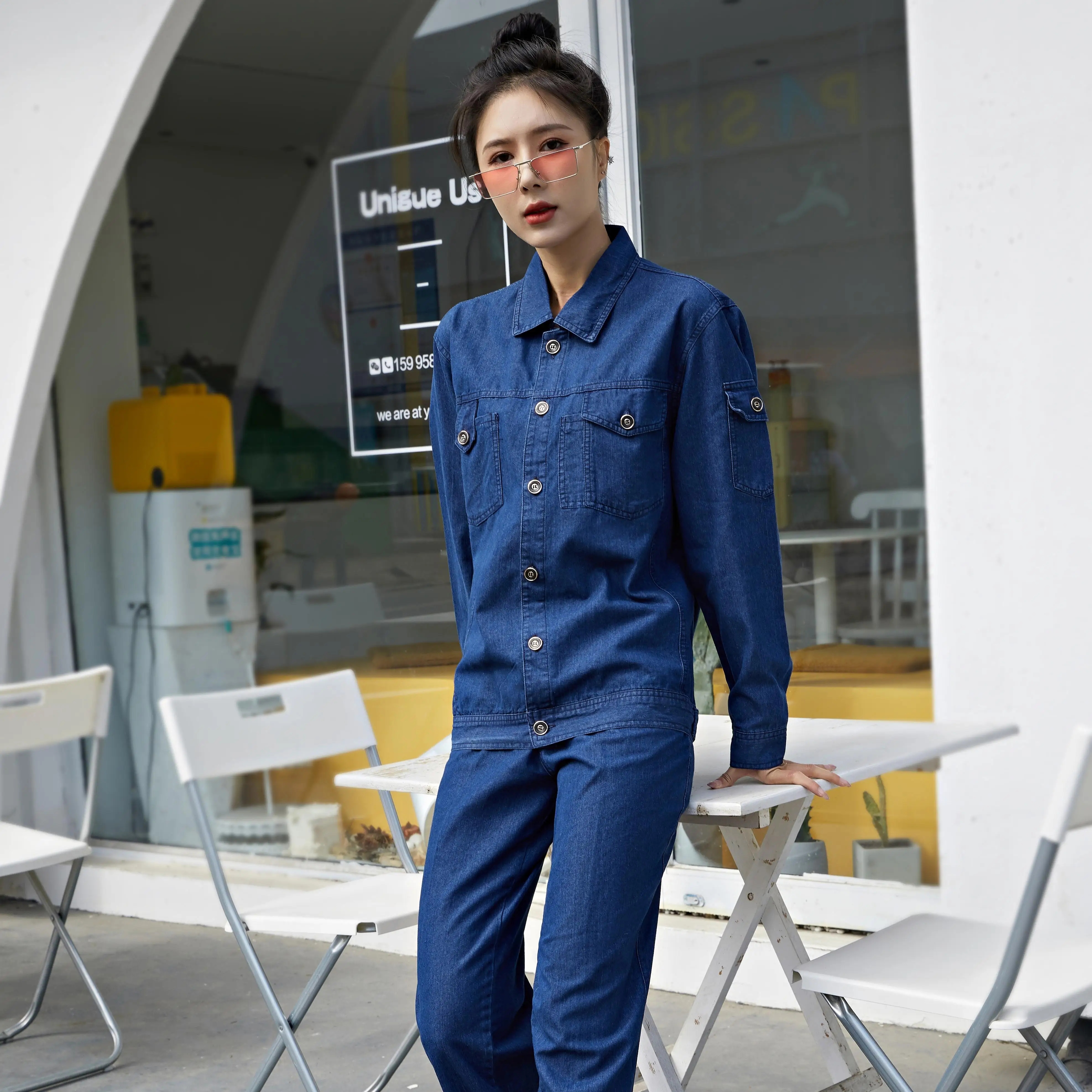 Custom Made Men's Denim Dungarees for Work Wear Uniform