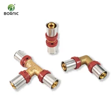 Bornic Free sample High Standard Pex Multilayer Fitting PERT fitting pipe Press Fitting Nickelplating Male Tee Brass Fitting