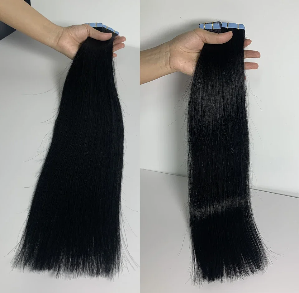 Tape-In-Extensions aus Echthaar, 100 % Remy-Naturhaar, 40,6–66 cm, glatt, nahtlos, Skin Weft, selbstklebend, für Frauen_voghion.com