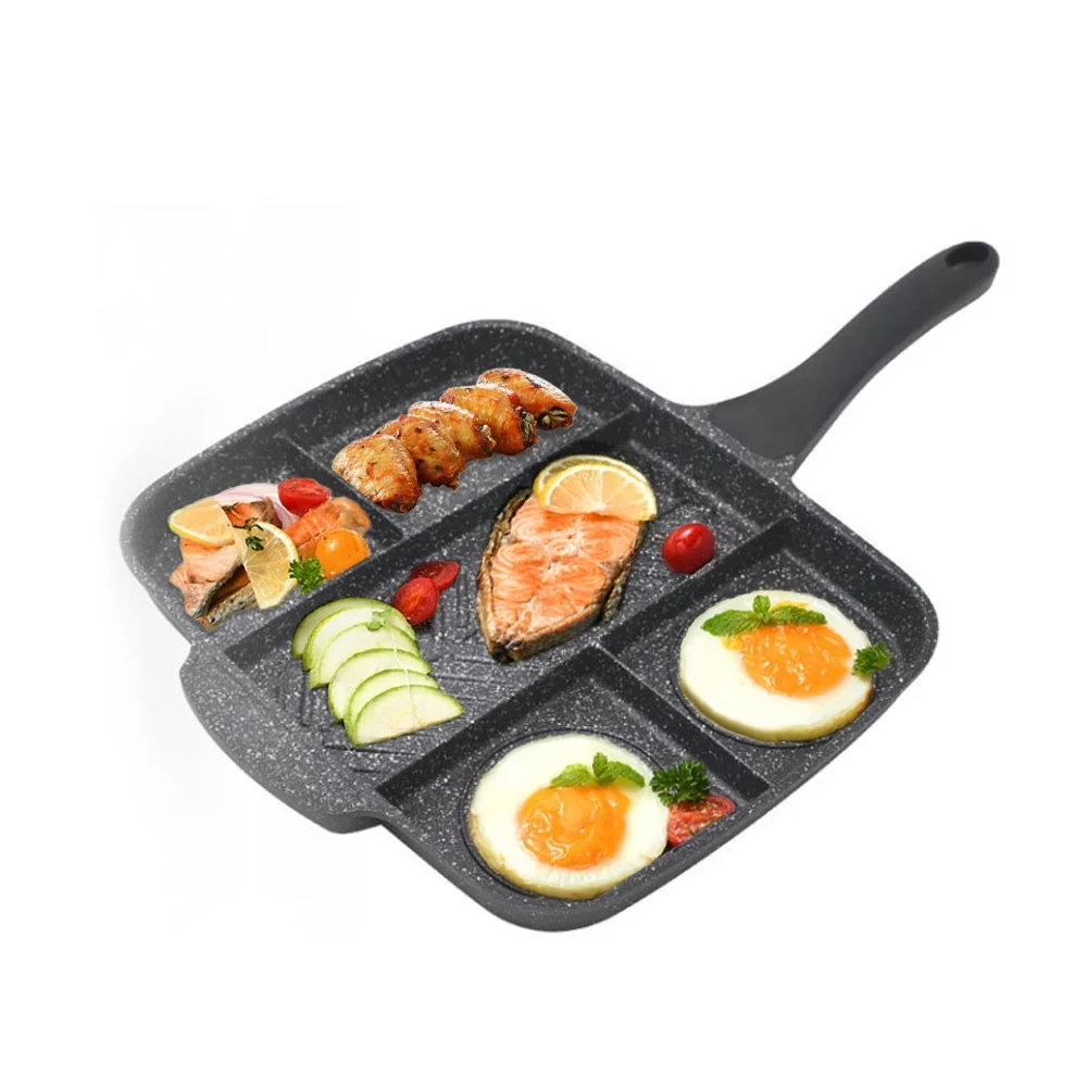 5 in 1 Multi Section Frying Pan Non-Stick Marble Breakfast Skillet 