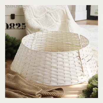 Hot Xmas Decor Woven Wicker Tree Basket decorations Water Hyacinth Christmas Tree Collar Skirts