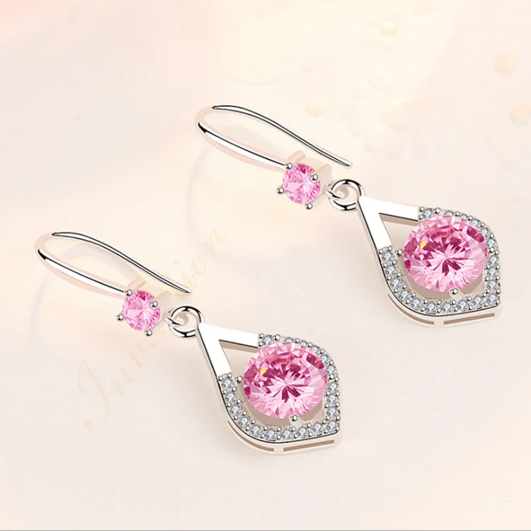 Korean Multicolor Drop Earrings Shiny Zircon Earrings With Diamond Crystal Earrings