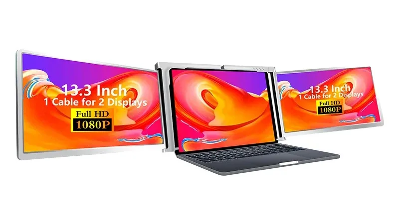 Dual Added Screen Triple Portable Monitor For Laptop Pc Computer With ...
