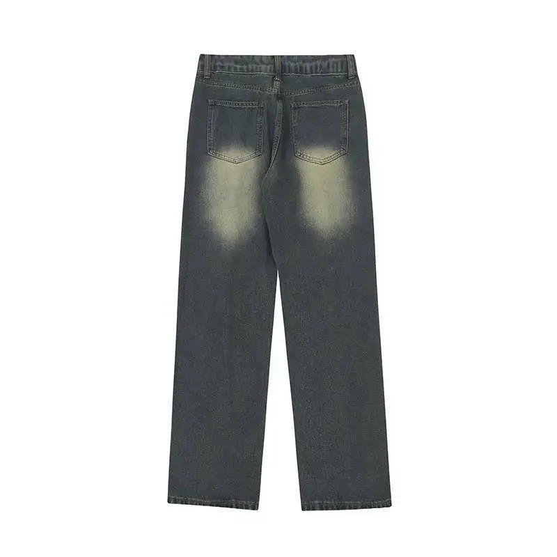 SSY Top Quality Light-colored Jeans Men's Loose Fashion Straight Pants Retro Wide Legs Baggy Denim Jeans Men