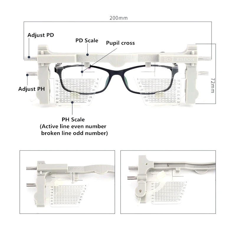 Optical Equipment Ce Approved CP-9 Ph Pd Pupil Height Distance Meter Glasses Ruler Adjustable Pupilometer With aluminum box