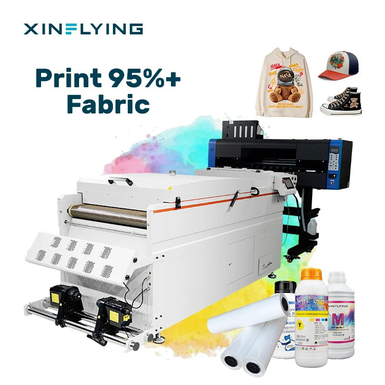 Wide Format Digital DTF Inkjet Printer A1 24inch Pet Flim Cloth Fabric Print Machine DTF Impresora Set I3200 4pcs Printheads