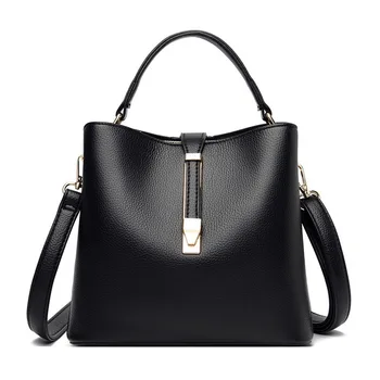 Designer Ladies Fashion Shoulder Bags Soft PU Leather women Handbag genuine leather black hand bag