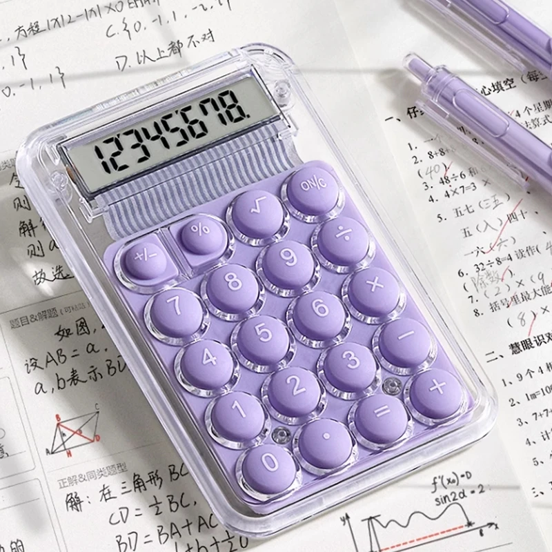 Transparent Candy-Colored Mini Portable Cute Finger Calculator Girls High-Value Multifunctional Household Calculator