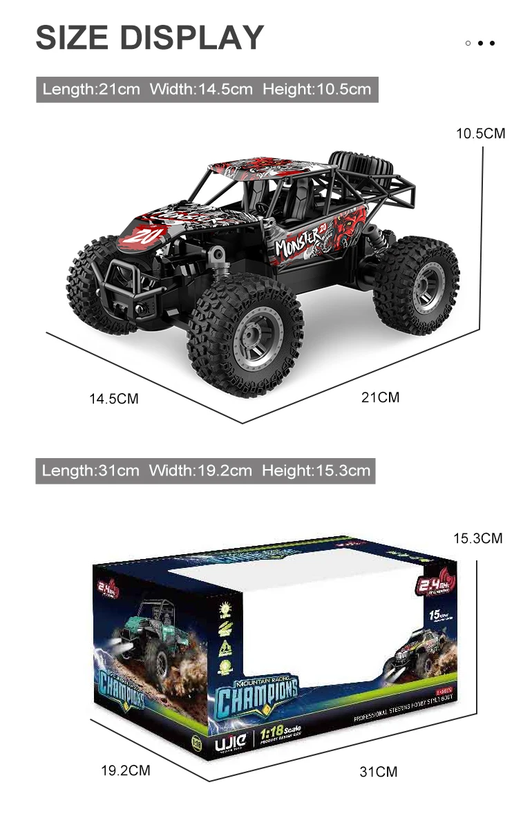 Chengji 2.4G off Road Climbing Car Diecast Truck 1:18 Alloy Rc High Speed Remote Control off Road Racing Car