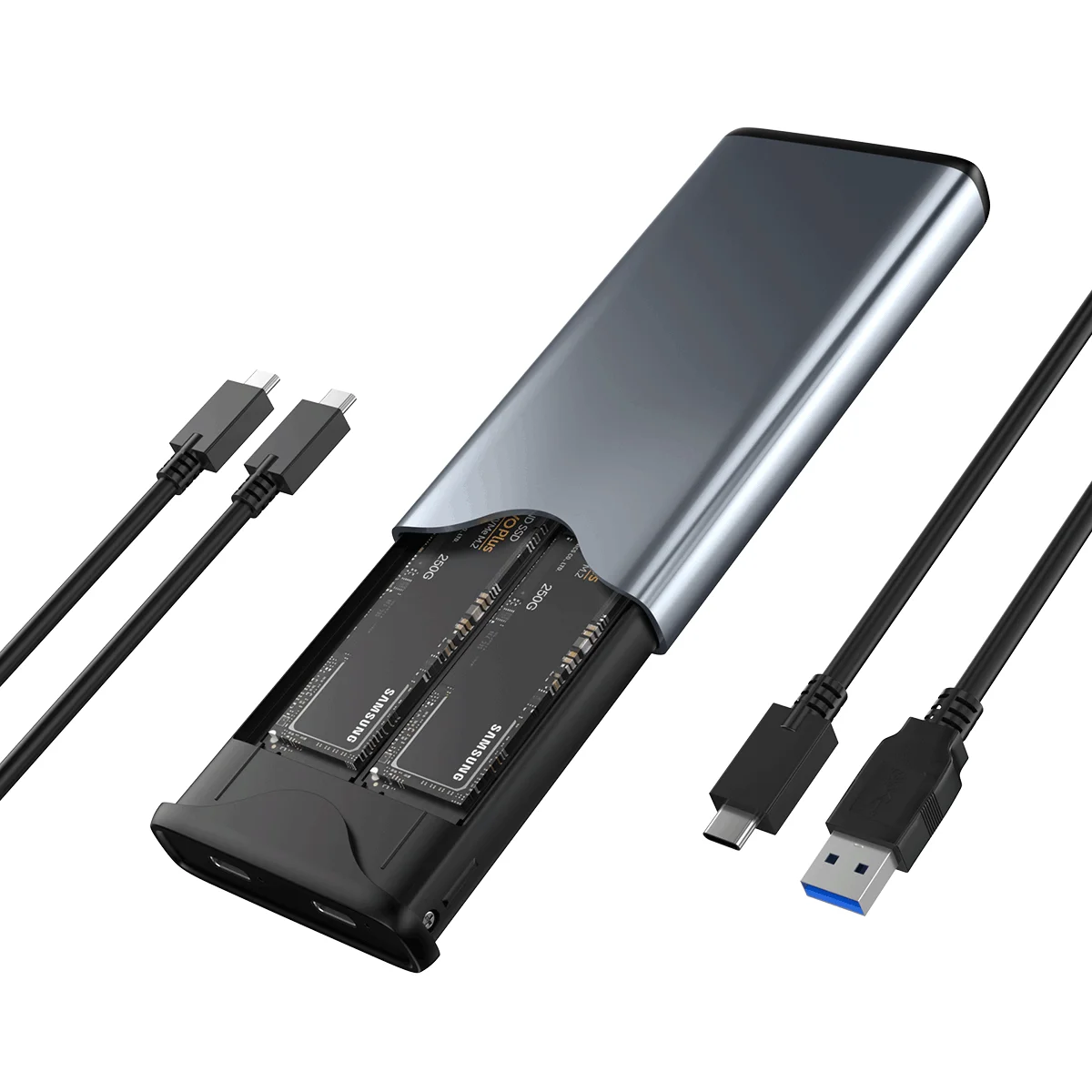 Dual Hard Drives USB3.2 Type C NVME Sata Enclosure Multiple Hard Drive Protective Case