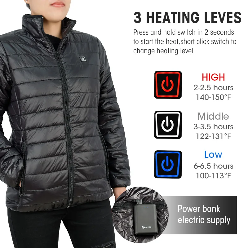 Usb Heizjacke Waterproof Black Coat Rechargeable Men Winter Heated Coat