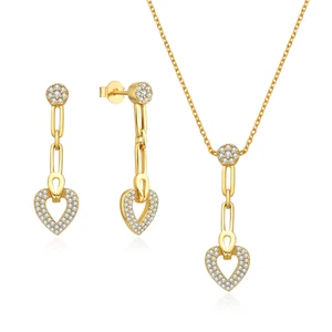 925 Sterling Silver Cubic Zirconia Love Heart Bridal Pendant Necklace Drop Earrings Set for Women Wedding Valentine's Day