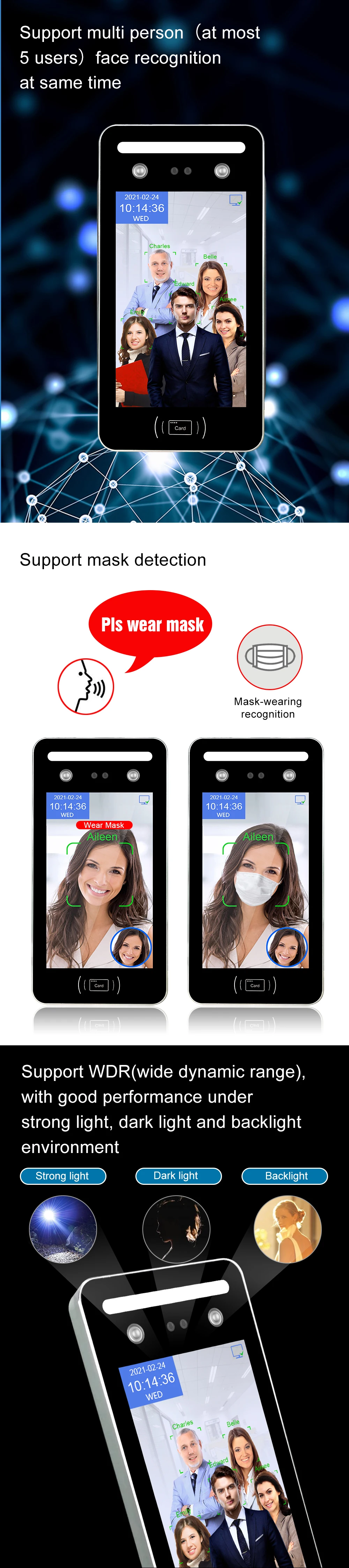 RJ45 WIFI Cloud Face Time Attendance and Access Control With Free ...