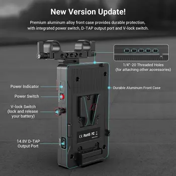 Small Rig V Mount Battery Adapter Plate, Power Supply Splitter With 15 mm Rod Clamp and Adjustable Arm - 3204 detail image