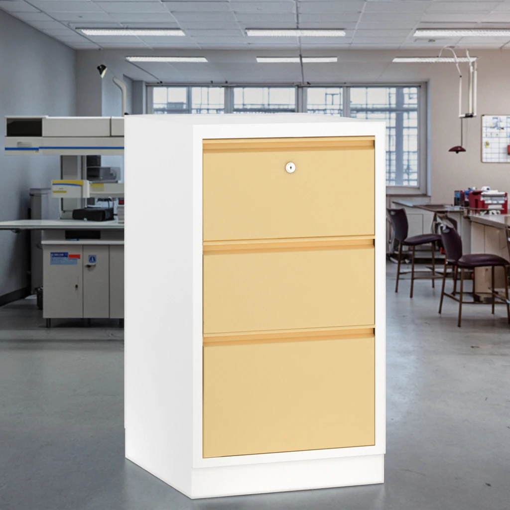 Three-Drawer Modern Stainless Steel Mobile Clinic Organizer 450mm Hospital Pharmacy Lab Storage Anti-Tip Locking System 6