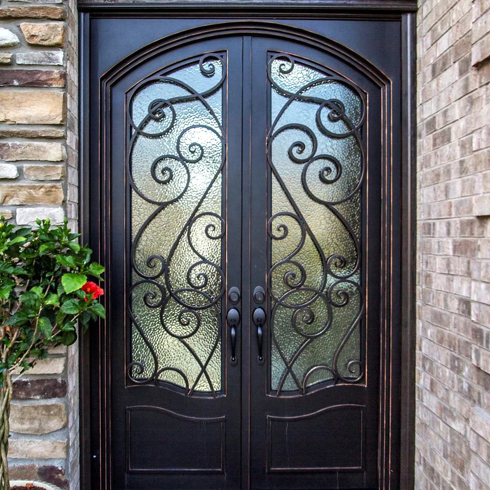 36 X 80 Exterior Door Wrought Iron Doors Mexico With Glass Window and Out Door Wall Lights