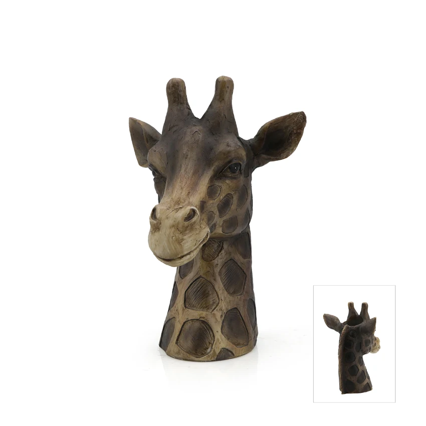 Wholesale 3D Amazon Animal Head Vase Tabletop Decor Giraffe Zebra Bear Rhino For Wall Home Decor