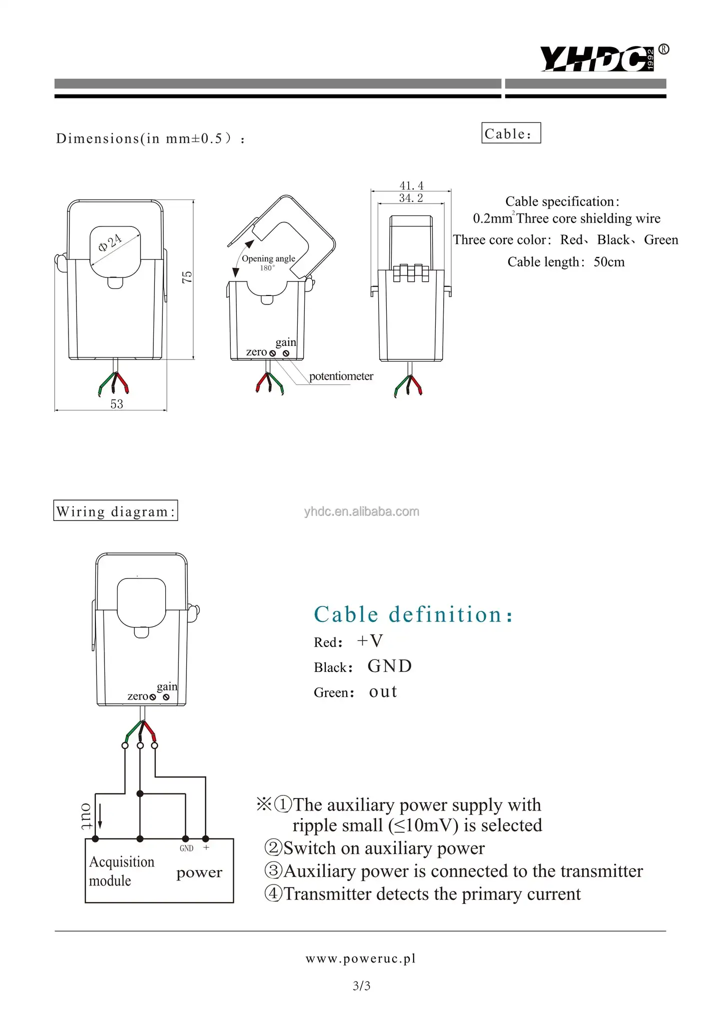 Yhdc 100a300a Ac To Dc Split Core Current Sensor,Current Transducer