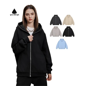 Streetwear Style Custom Heavy Weight 430 Gsm Cotton Blends Zip up Hoodies Blank Zipper Men's Hoodies